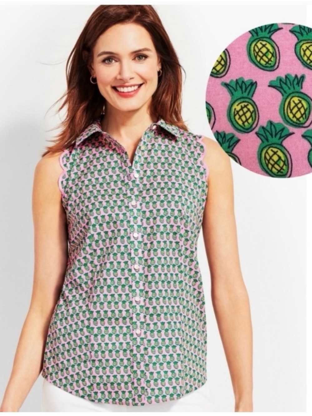 TALBOTS PRETTY PINEAPPLE BLOUSE